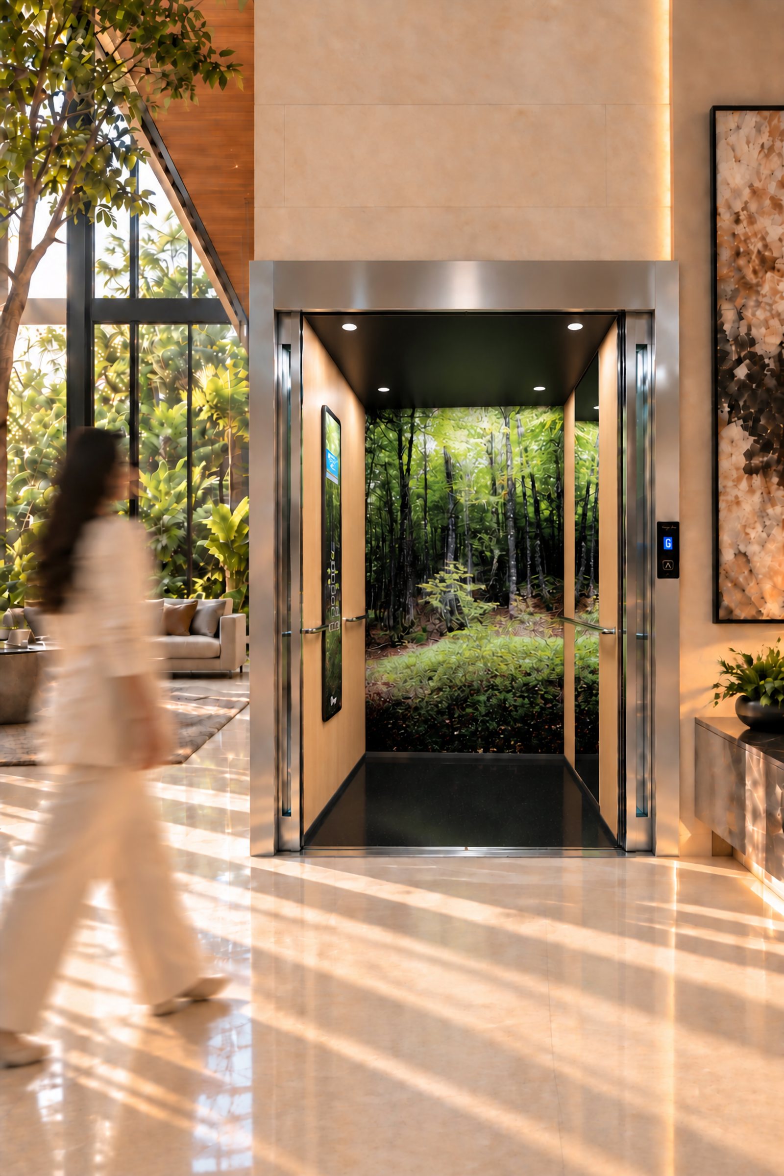 X1 Aria home lift — a forest inside the cabin — YugX Surat