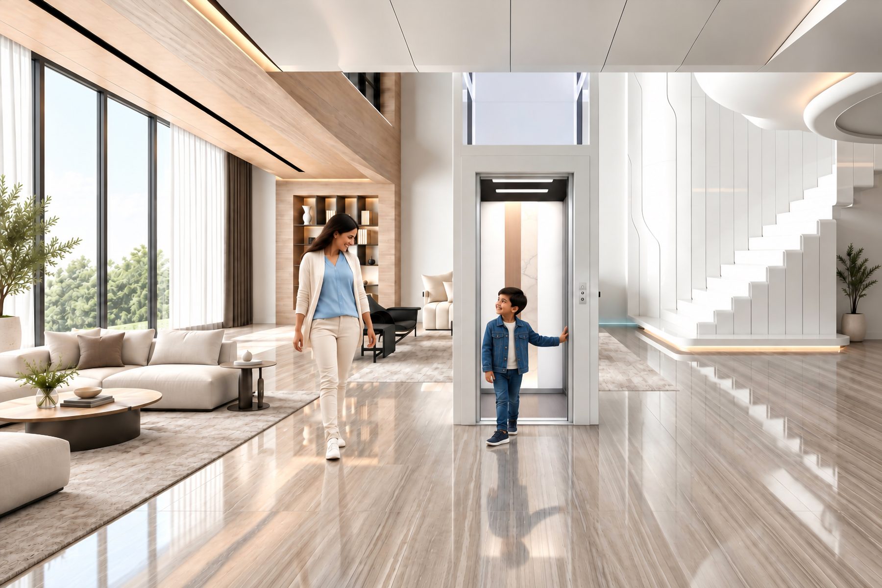 X1 Nest home lift in a living room